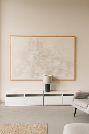 Stylish modern Scandinavian living room in light colors
