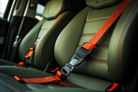 Seat belts on the passenger seats in the vehicleの素材