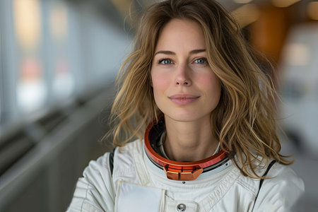 Astronaut in a spacesuit smilesの素材