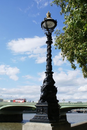 sculptured lamp Westminster bridge London Englandの写真素材