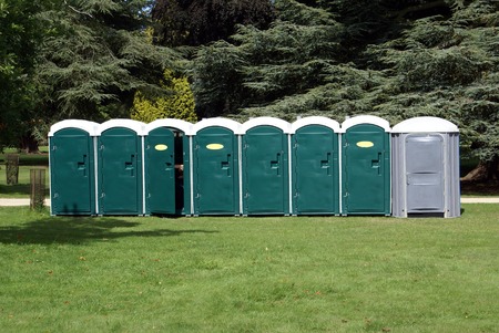 Portable toilets. porta-potties. port-a-Johnsの写真素材