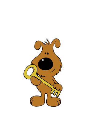 dog holding a keyの写真素材