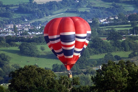 Hot Air Balloon flight, Bristol, England, United Kingdomの写真素材