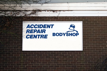 body shop. Accident repair centre for cars or vehiclesの写真素材