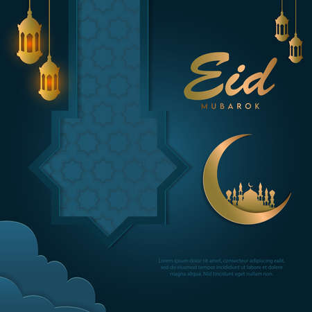 Ramadan kareem, marhaban ya ramadan, islamic backgroun design in blue and goldの写真素材
