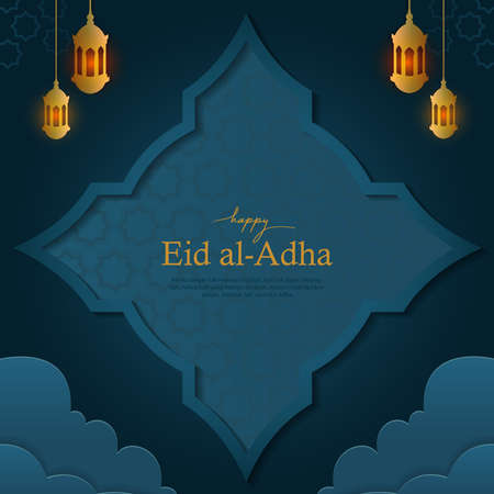 Ramadan kareem, marhaban ya ramadan, islamic backgroun design in blue and goldの写真素材