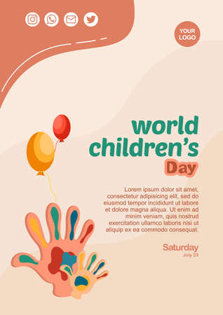 World Children's Day. July 23. Holiday concept. Templates for backgrounds. hand illustration with ink scribblesの写真素材