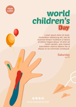 World Children's Day. July 23. Holiday concept. Templates for backgrounds. hand illustration with ink scribblesの写真素材