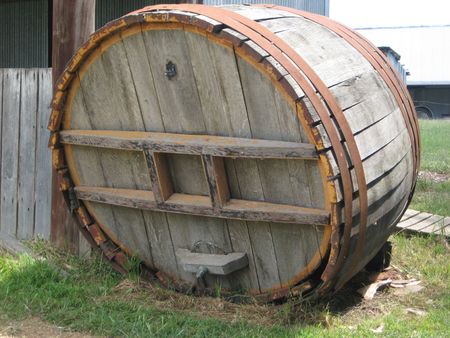 decrepit old wine barrel