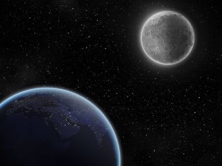 Earth and Moonの写真素材
