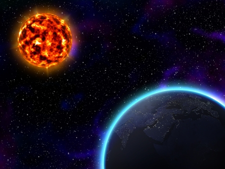 sun and Earthの写真素材