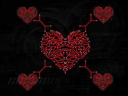 Circuit red love heartsの写真素材