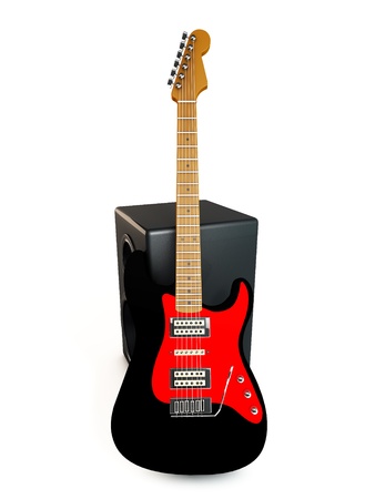 Electric guitar and speaker 3dの写真素材