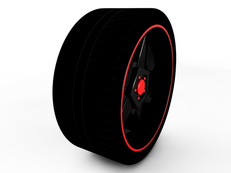 3d wheel isolated on whiteの写真素材