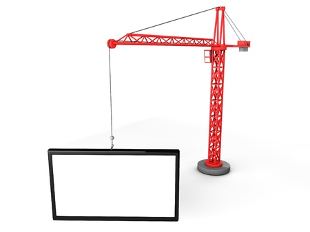 3d tower crane with empty boards の写真素材