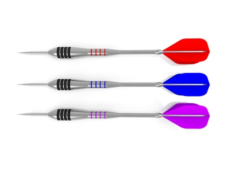 3d darts isolated on white の写真素材
