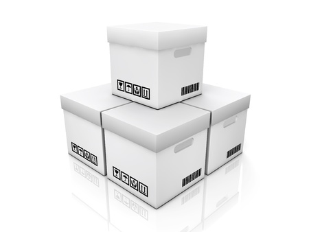 blank boxes isolated on white backgroundの写真素材