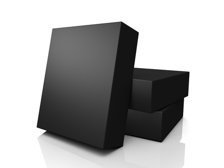 blank black boxes isolated on white backgroundの写真素材