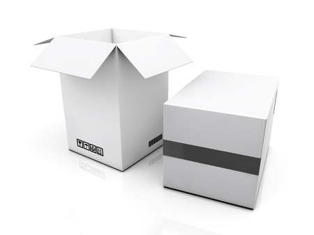 blank boxes isolated on white background の写真素材
