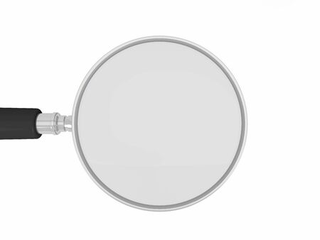Magnifying glass isolated on white の写真素材