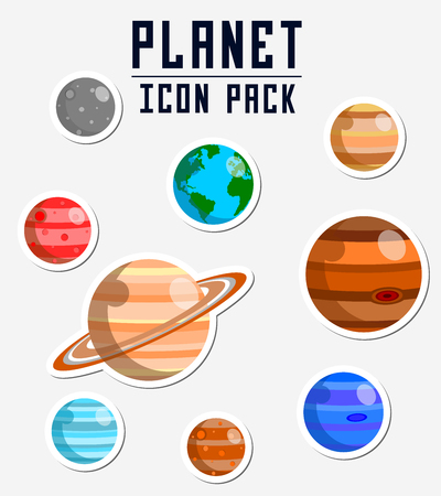 A planet icon pack illustration.のイラスト素材