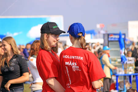 Volunteers - Exhibition of aviation equipment and weapons of Russian army at MAKS -2017...