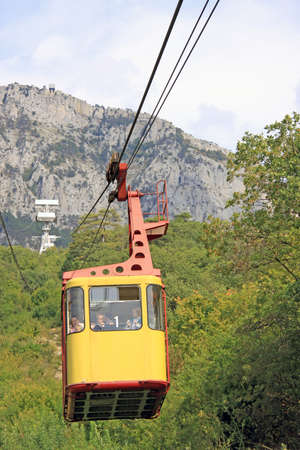 The cable car is a lift to Mount Ai-Petri in Crimea. August 2009. Crimea Ukraineのeditorial素材