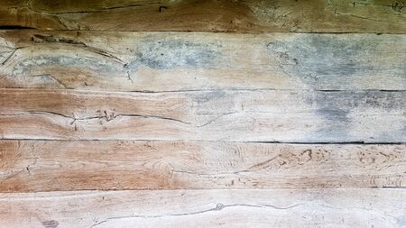 wood texture as background. Top view of the surface of the table for shooting flat lay. Abstract blank template. Rustic Weathered Wood Shed with Knots and Nail Holes.の写真素材