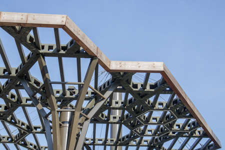 Pergola canopy, structural elements. An architectural structure of repeating arches to protect...