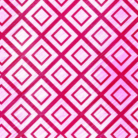 Textile pattern with square design on pink background