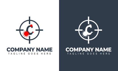 Corona virus logo, symbol, icon color logo, initial letter C virus logo design vector templateのイラスト素材