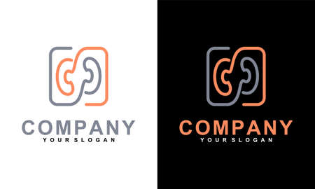 Ilustration vector graphic of two ears logo emblem vector for health care communication or company logoのイラスト素材