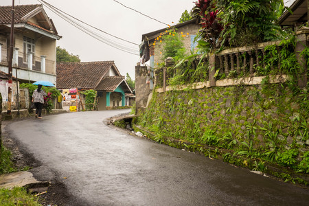 Steep road just after the rain, Sukabumi, West Javaのeditorial素材