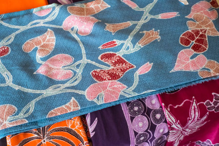 Silk printed with traditional Indonesian patterns