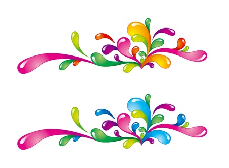 Bright colorful splashes oriented horizontally on white Bright colorful splashes oriented horizontally on white