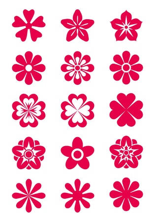 Set of 15 vector flowers' silhouettes Set of 15 vector flowers' silhouettes