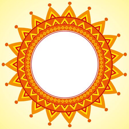 Vector geometrical ornamental frame in shape of sunのイラスト素材