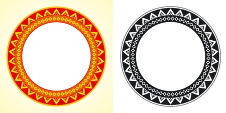 Geometric ornamental vector frames in black-and-white and color. のイラスト素材