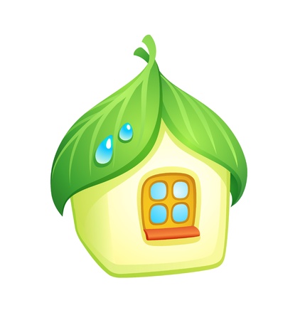 Home with roof made from leaves. Vector EPS8のイラスト素材