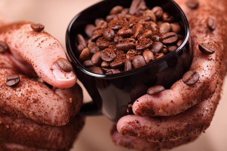 Women's coffee hands.の写真素材