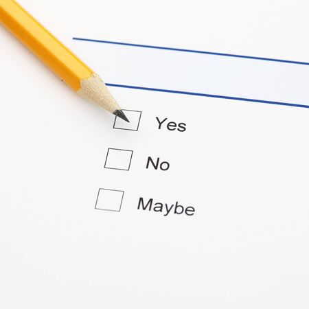 Survey: yes, no, maybe, and pencilの写真素材