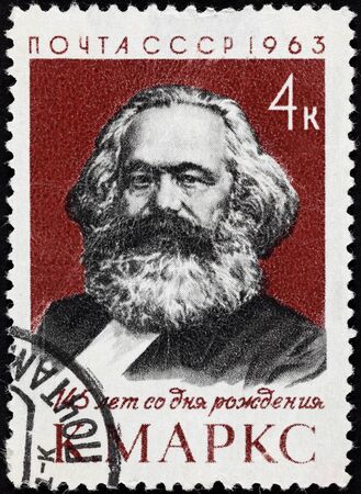 USSR postage stamp "Karl Marx. 145 years of the birth". USSR postage stamp 1963 year.のeditorial素材