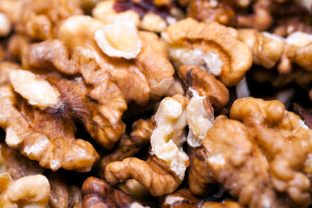 Heap of walnut kernels.