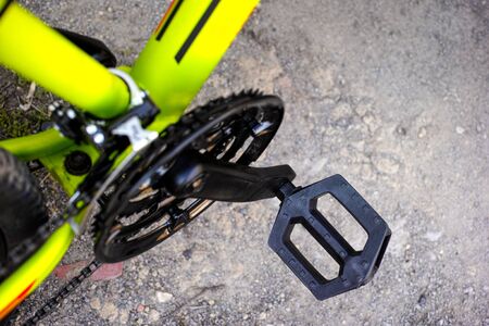 Mountain bicycle pedal. Close-up.の写真素材