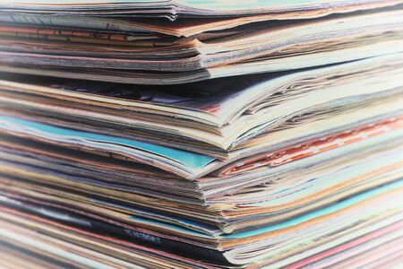 Stack of magazines. Close-up.の写真素材