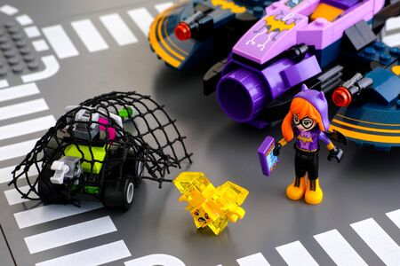 Tambov, Russian Federation - March 04, 2017 Lego DC Super Hero Girls world. Batgirl mini-doll and...