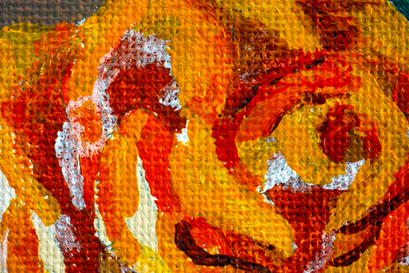 Close-up of hand drawing rose. Acrylic paints.の写真素材