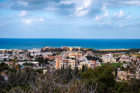 High point view to the Paphos city with buildings, sea and sky. の写真素材