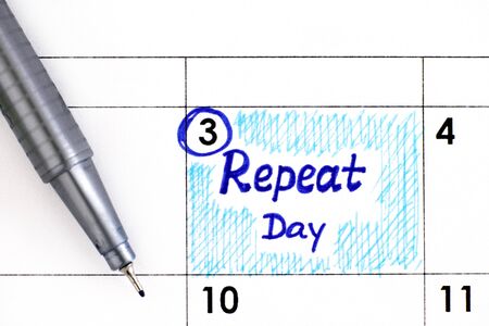 Reminder Repeat Day in calendar with pen. June 03.の写真素材