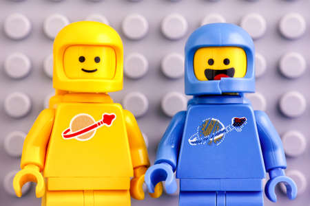Tambov, Russian Federation - June 04, 2020 Two The LEGO Movie 2 astronaut minifigures - Benny and...